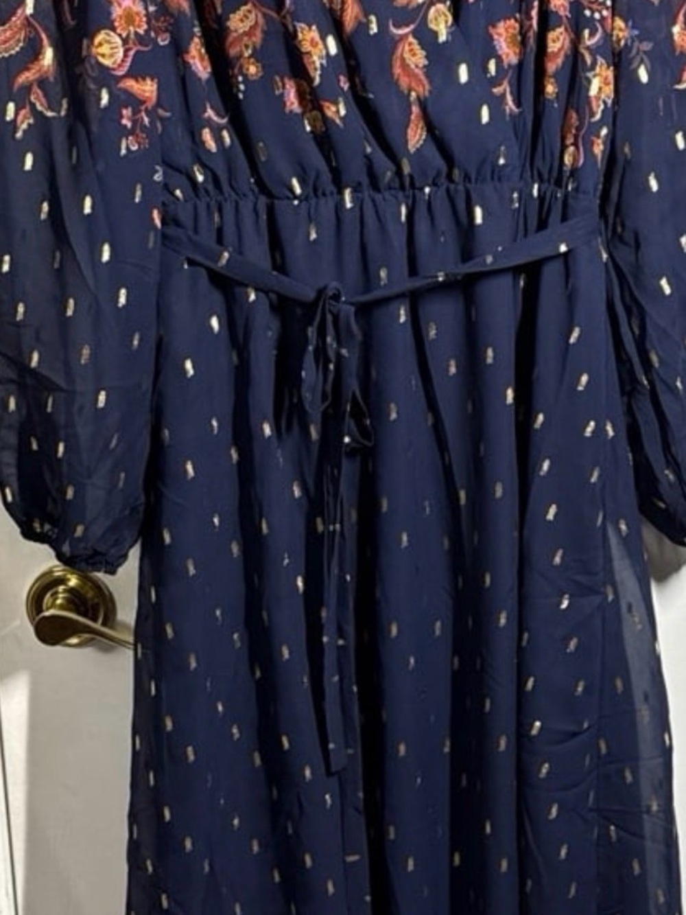 MSK Navy Floral V-Neck Dress with Multicolor prints